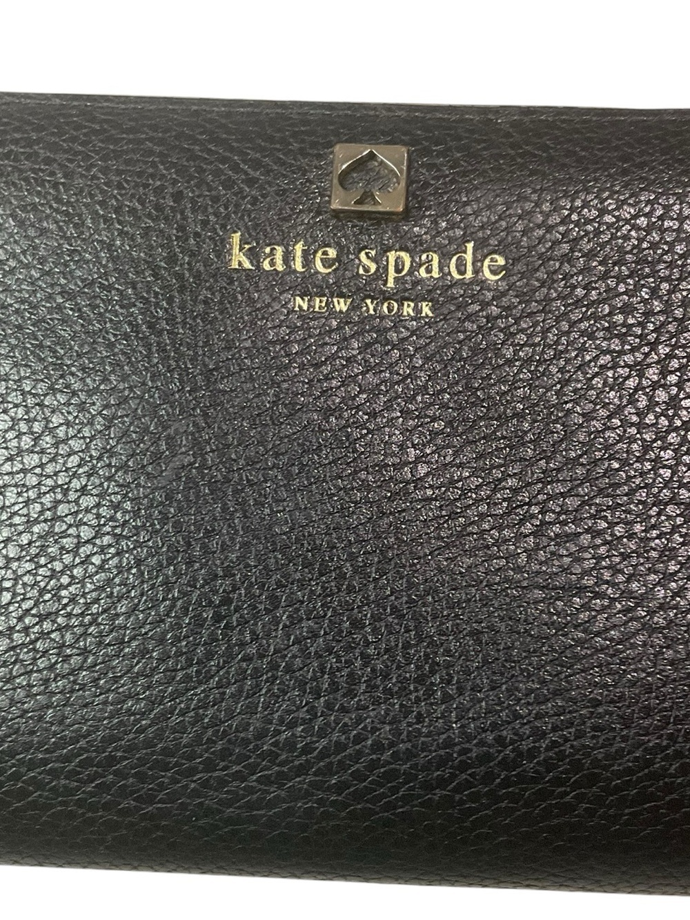 kate spade Black Pebbled Leather Zip-Around Wallet with Gold Logo - Picture 9 of 9